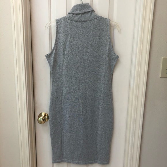 Bodycon dress sleeveless T-neck, heather gray, SzS - Picture 3 of 6